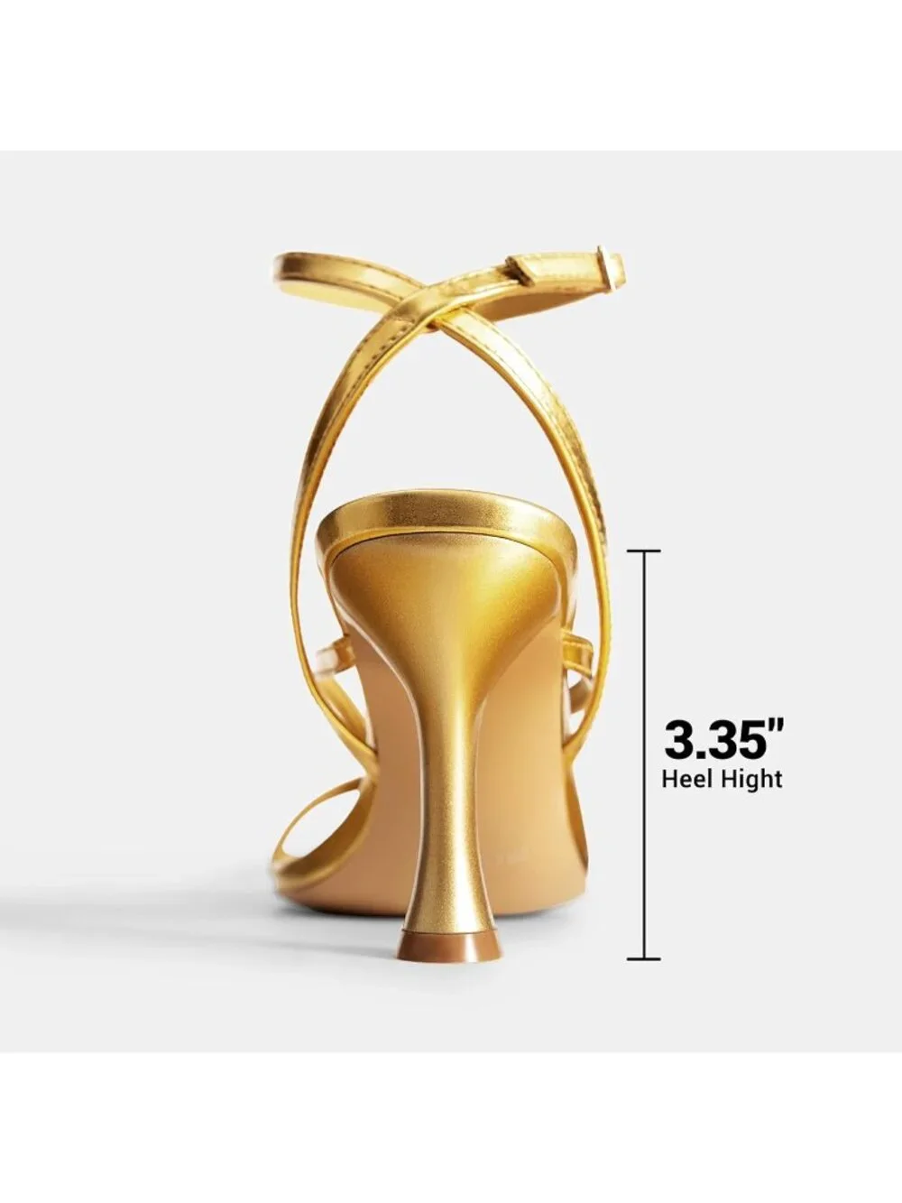 Women's Gold Faux Leather Square Open Toe Flip Flop Ankle Strap High Heels